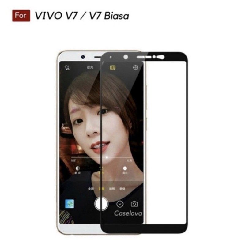 tempered glass full lapis hitam type hp Vivo V7/y75