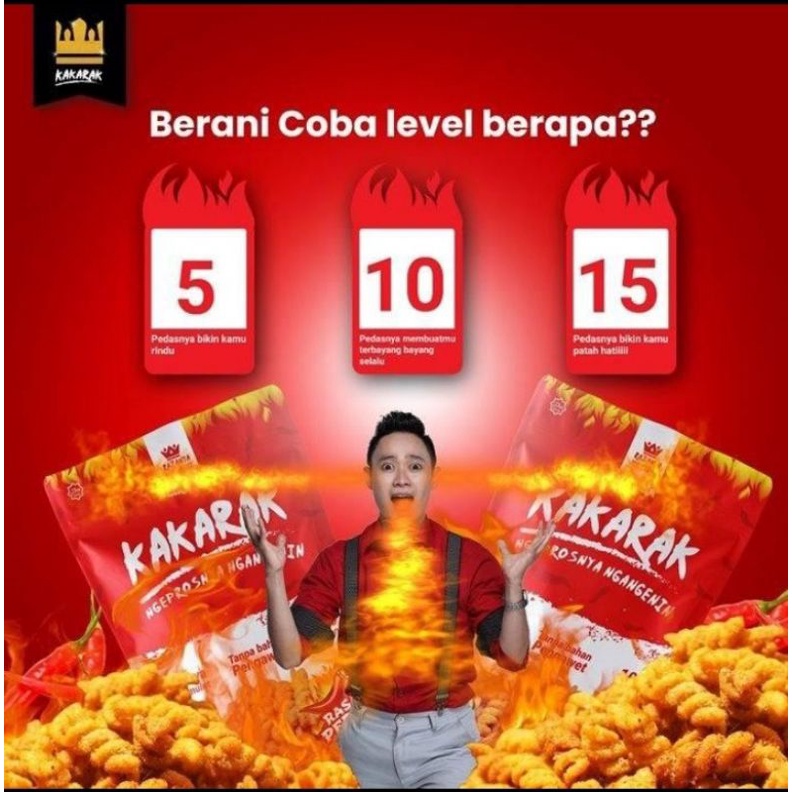 

Kakarak Makaroni Variant Spicy 100grm Level 10 &15