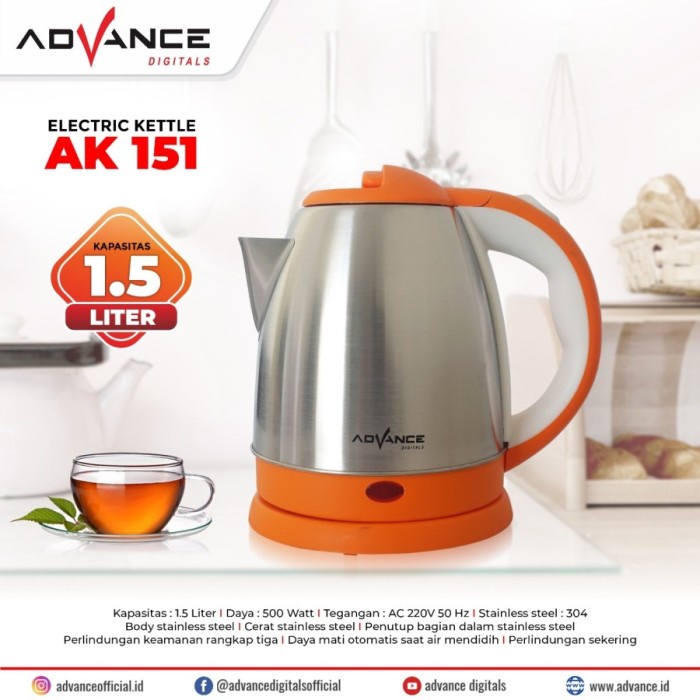 Advance AK-151 Electric Kettle 1,5 Liter Teko Listrik AK151