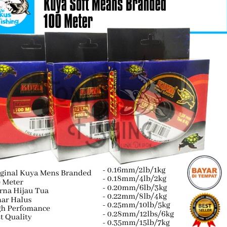 Terjangkau Senar Benang Pancing Kuya Mens Branded 100 Meter 0.16mm - 0.35mm Original Hijau Tua - Eng