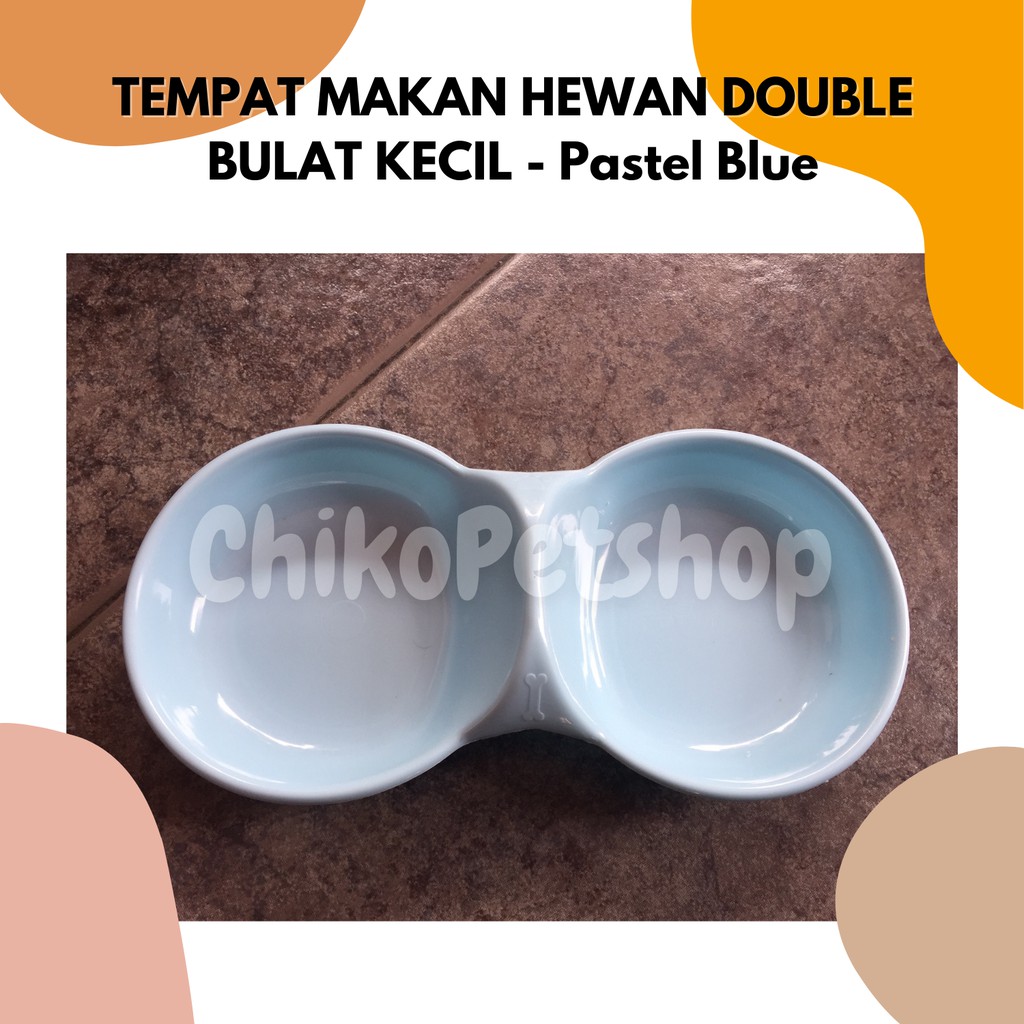 TEMPAT MAKAN HEWAN Kucing Anjing Double Kecil Warna Pastel - WARNA RANDOM