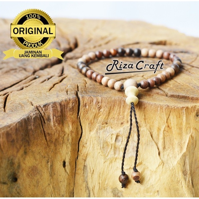 Gelang Tasbih Kayu Stigi Kombinasi Dewandaru Kalimasada Asli Terbaik 33 Butir