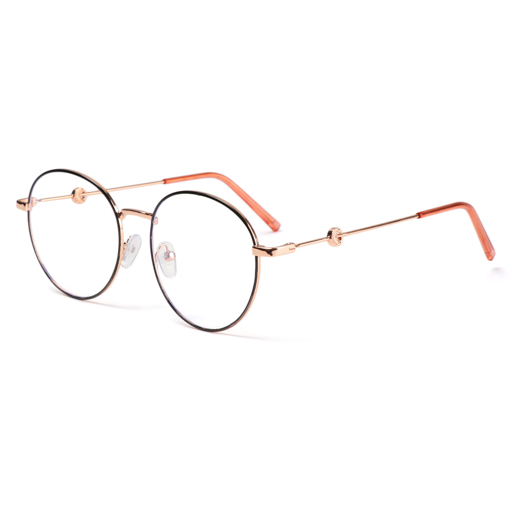 SUBEI Ultralight Flat Mirror Eyewear High-definition Anti-UV Myopia Glasses Reduces Eye Strain Metal Round Frame Unisex Blue Rays Radiation Eyeglasses/Multicolor-Strength -4.00