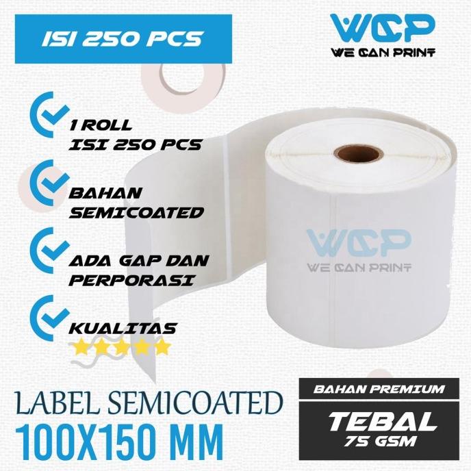 

(BISA COD) [ 250 PCS ] KERTAS LABEL SEMICOATED STICKER PRINTER BARCODE 100X150 MM PRODUK TERBATAS Kode 1235