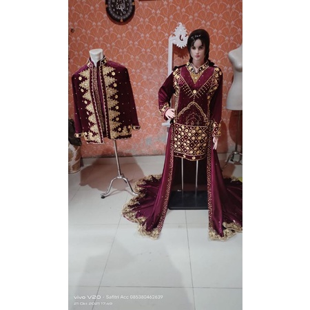 Baju pengantin palembang bludru payet