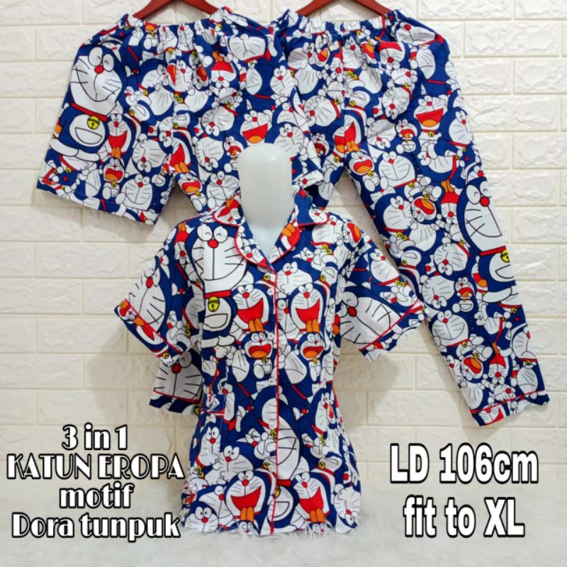 Piyama 3 in 1 dewasa fit to XL /motif karakter