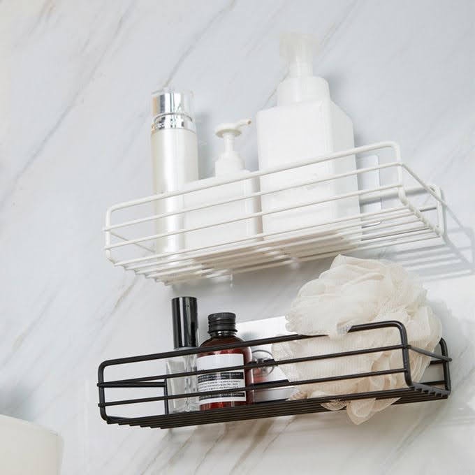 Rak Gantungan Wadah Dapur Kamar Mandi Dinding Multifungsi Dekorasi Gantungan Kuat Peralatan Bumbu Dapur Sabun Sampo Stainless Steel Bathroom Kitchen Storage Shelf Hanging Rack