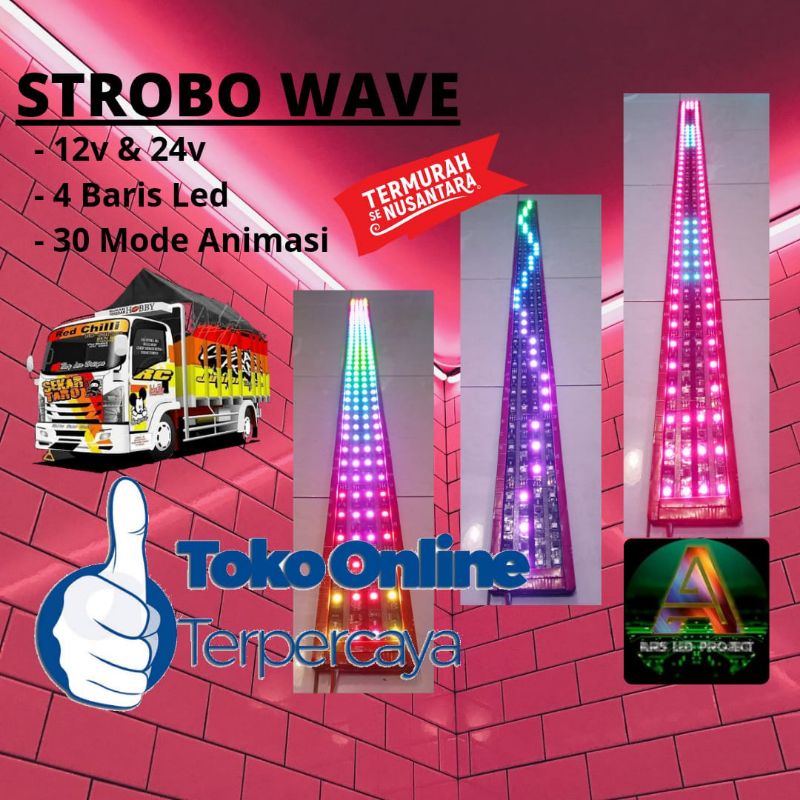 LED STROBO WAVE RGB KACA TRUCK PICK UP BUS LED HITAM (BLACK PCB) MURAH NYA DISINI