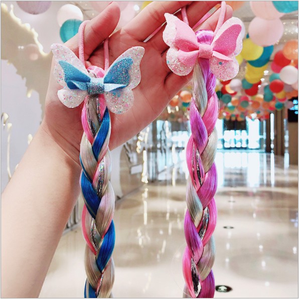 Ikat Rambut Kepang Princess Pita Unicorn Pelangi Karet Rambut Anak