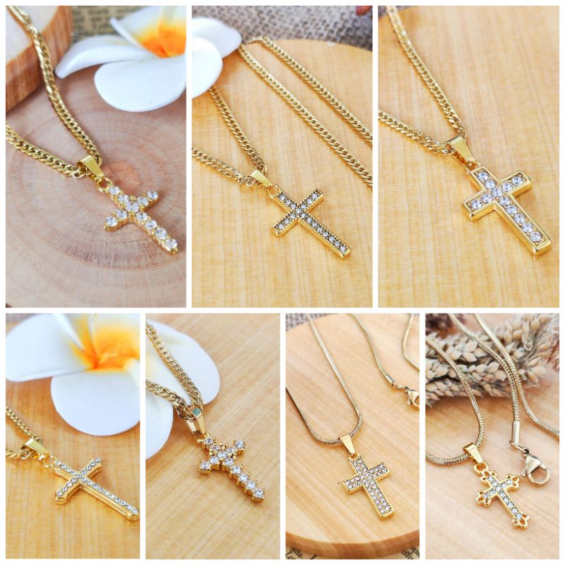 Kalung Salib Permata Titanium Asli Best Quality