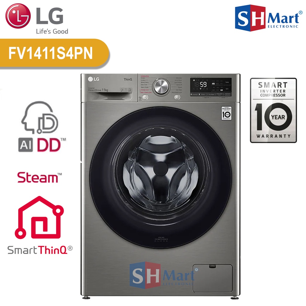 MESIN CUCI FRONT LOADING LG KAPASITAS 11 KG FV1411S4PN INVERTER AI DD GARANSI RESMI