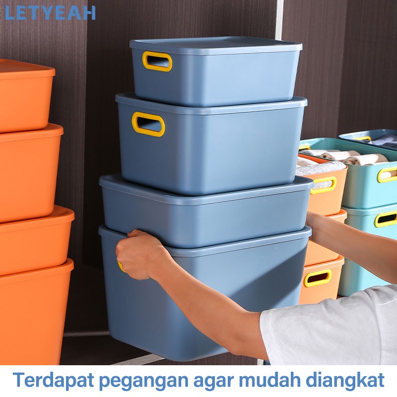 letyeah Storage box organizer dengan penutup anti debu / kotak penyimpanan bin pantry serbaguna