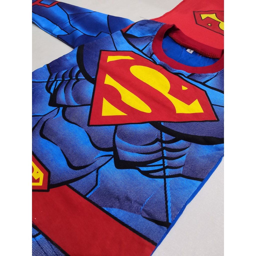 Setelan Kostum Anak Laki-Laki Superman III Baju Superhero Sayap Karakter Cowok