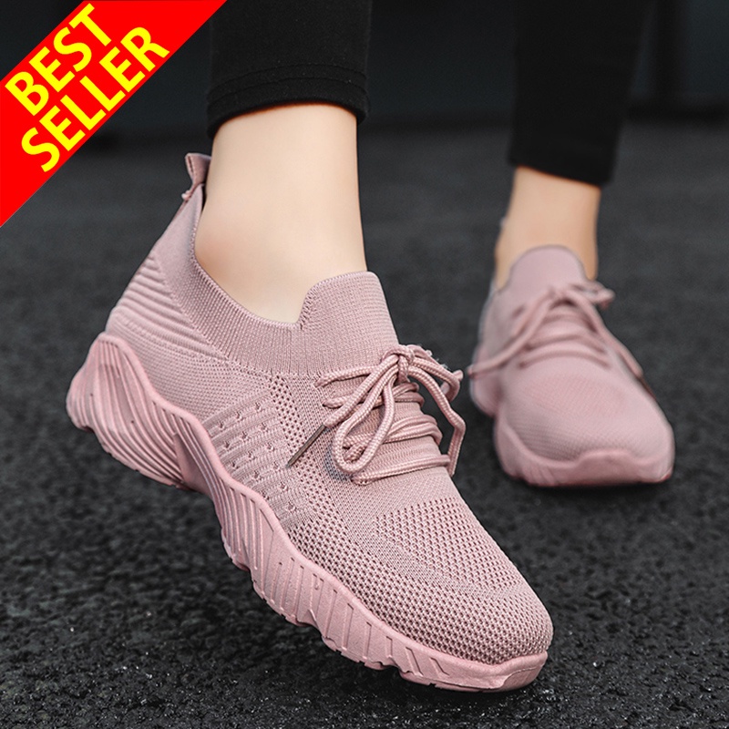 QINGSHUI Sepatu Olahraga Wanita Nyaman Sepatu Lari Wanita BernapasSepatu Olahraga Wanita Slip-on Sepatu Flat Wanita Hiking Sepatu