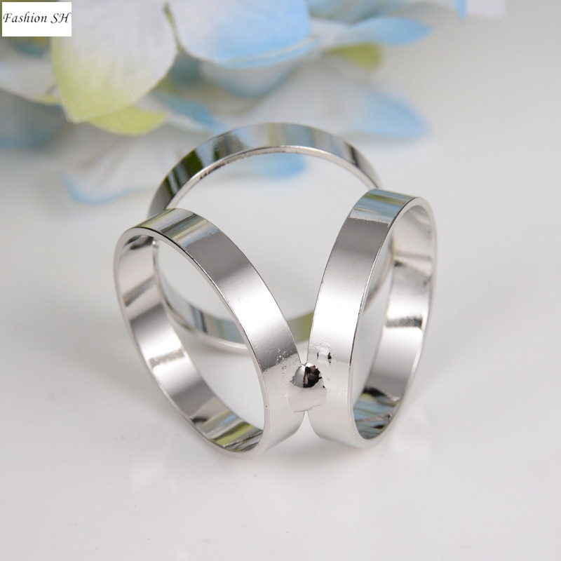 Klip Holder Syal Model Tiga Cincin Warna Emas Silver M40002