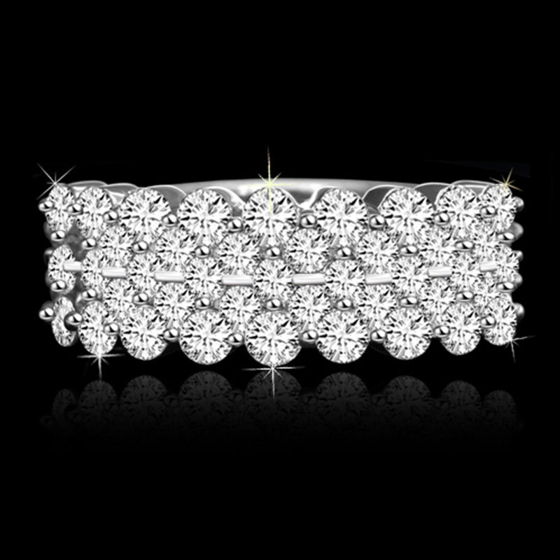 Cincin Sterling Silver 925 Dengan Zircon Bulat Untuk Wanita