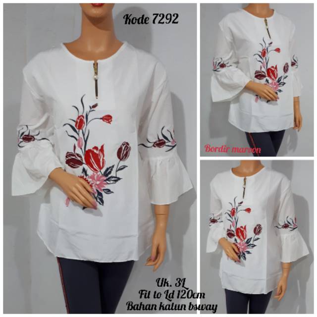 BLOUSE BORDIR JUMBO / ATASAN PUTIH WANITA