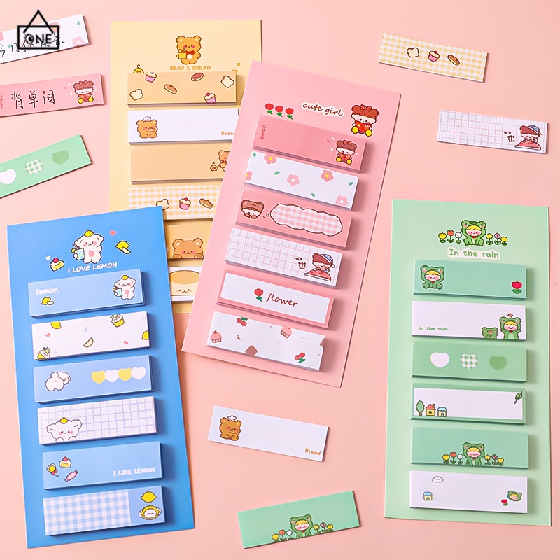 COD❤️Sticky Notes 6 Baris Karakter Lucu 120 Sheets Office Cute Note Gadis Kartun Menempel Pada Indeks Siswa Dengan Petunjuk Untuk Catatan Kreatif