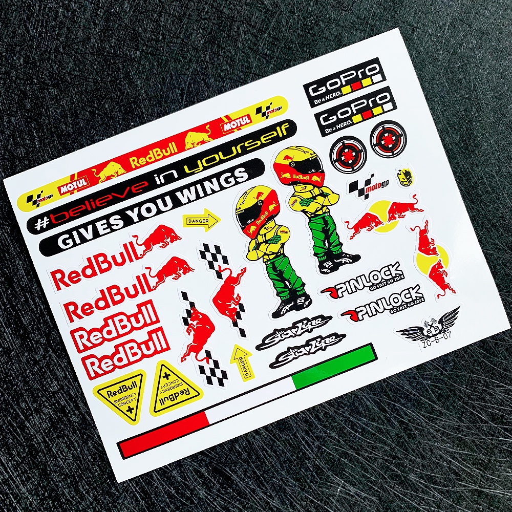 Stiker Motor Refletived EVO Monster 46evo 93red Bull Stiker Tahan Air Vinyl Helm Stiker Anti Sinar Matahari Decal