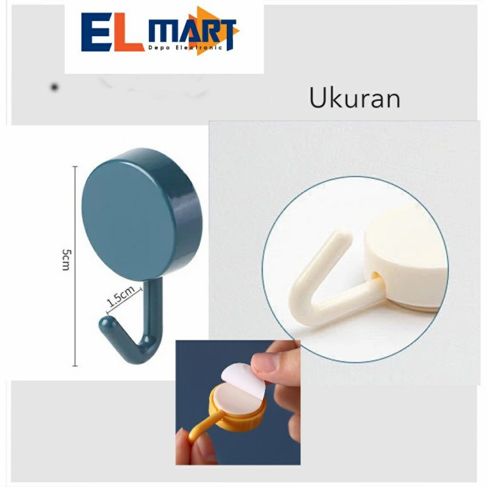 Gantungan Hook Tempel Dinding Kuat Serbaguna Bulat Dapur Baju HK1