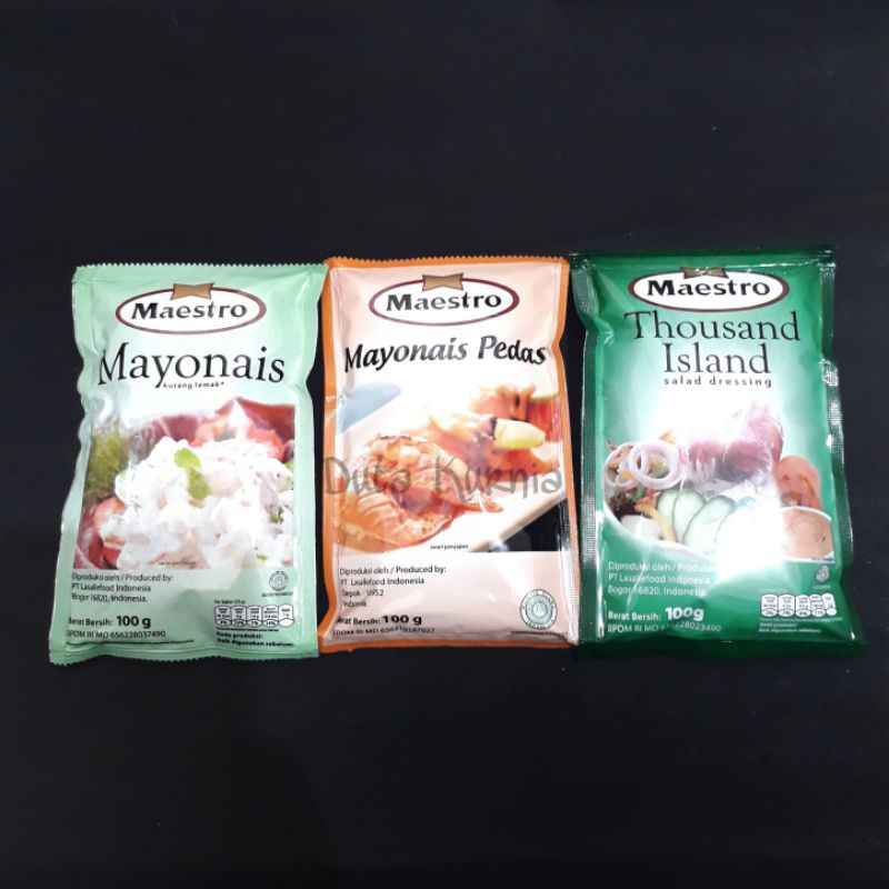 Maestro Mayonais Mayo Pedas Mayonnaise Wijen Sangrai Thousand Island 100 gram Sachet Salad Dressing