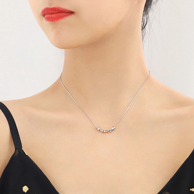 Kalung Liontin Manik-Manik Berlapis Perak Trendi Untuk Wanita Gadis Korea Beruntung Klavikula Rantai Choker Perhiasan