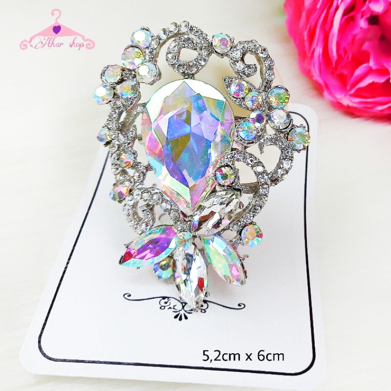 Athar Shop|Bros kristal diamond permata kilau imitasi/Brooch import premium mewah/bross hijab pesta