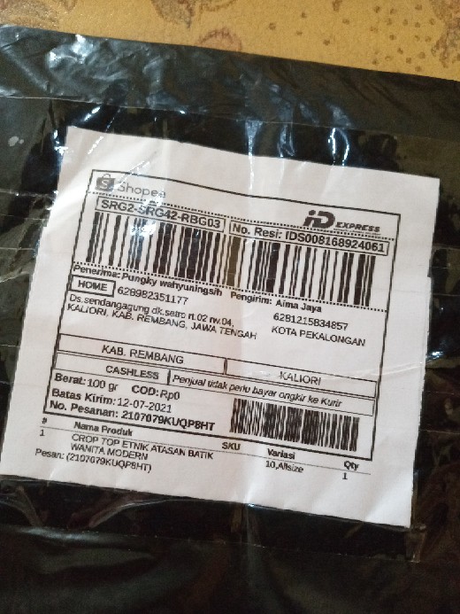 Crop Top Etnik Atasan Batik Wanita Modern