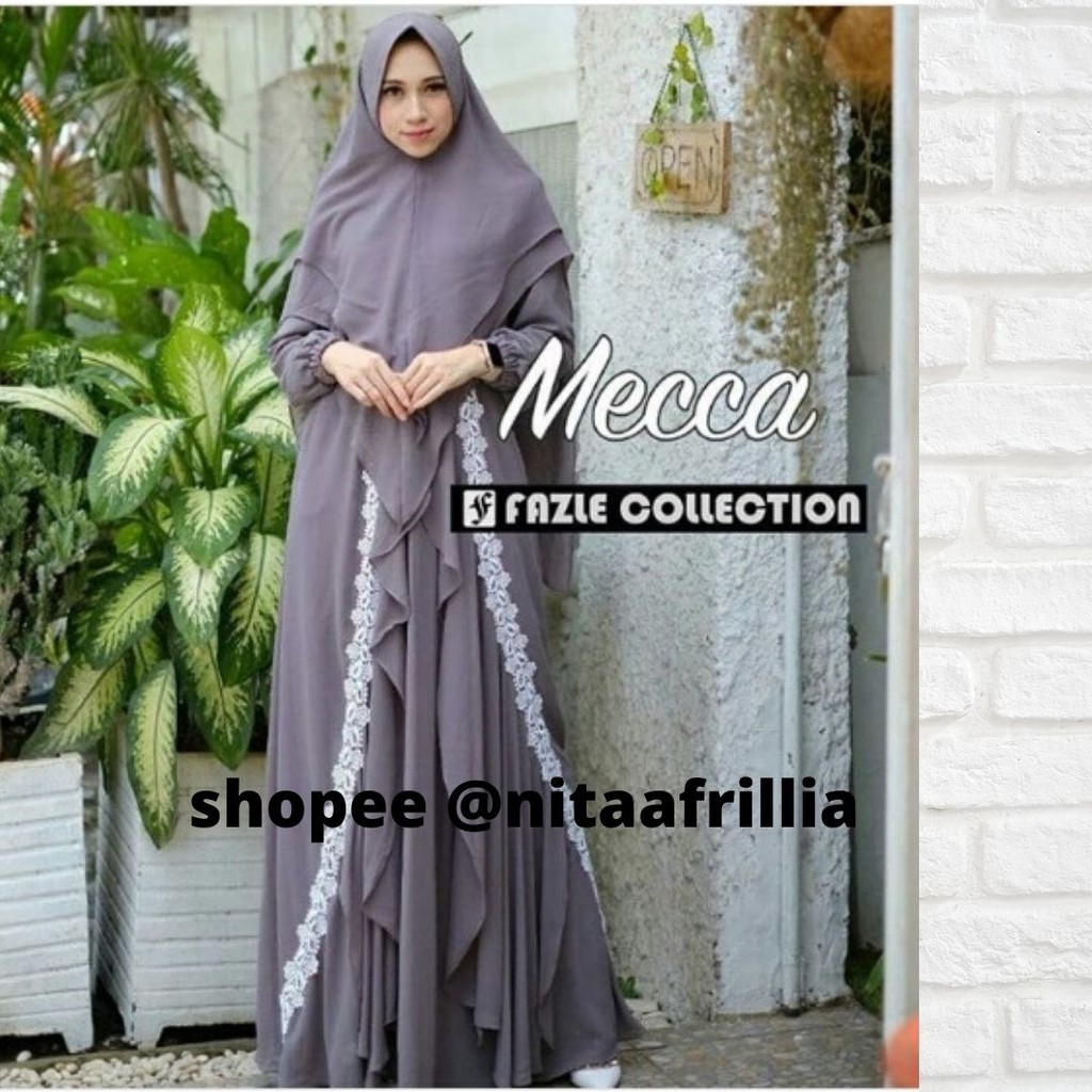 Gamis Ceruti Babydoll Premium Set Khimar /Gamis Syari Jumbo Ukuran XL /Pakaian Wanita Fashion Muslim