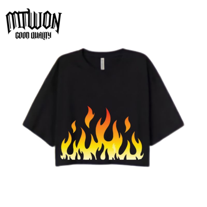 Crop top API FLAME kaos baju t shirt top crop tee bootleg oversize vintage cotton combad 30s