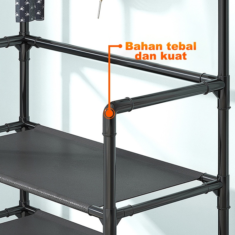 (COD)Rak Sepatu Susun Tempat Gantungan Baju Portable Stand Hanger Rak Gantung Tas Topi