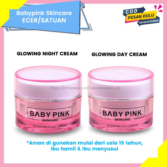 Babypink Glowing Night Cream &amp; Glowing Day Cream | Baby Pink Skincare Ecer Original Aman Resmi BPOM