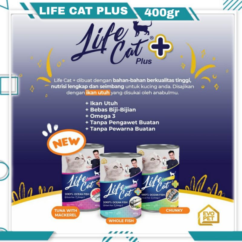 LIFE CAT PLUS KALENG 400gr / Makanan Kucing Basah Life Cat Kaleng