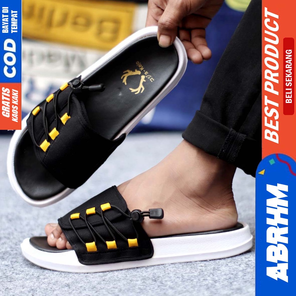 ABRHM X VINCEN Sandal Slide Pria Sandal Slop Pria Original Distro Sendal Selop Cowok / Cowo Kekinian