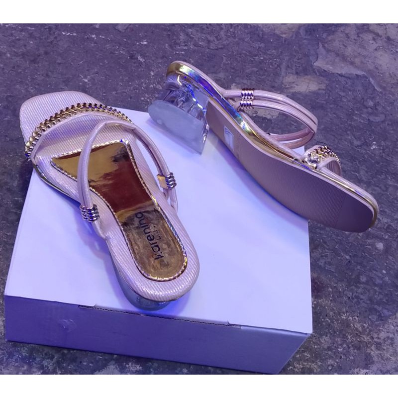 sendal anak andin terbaru/sendal anak perempuan hak kaca/sendal anak kekinian/sendal anak