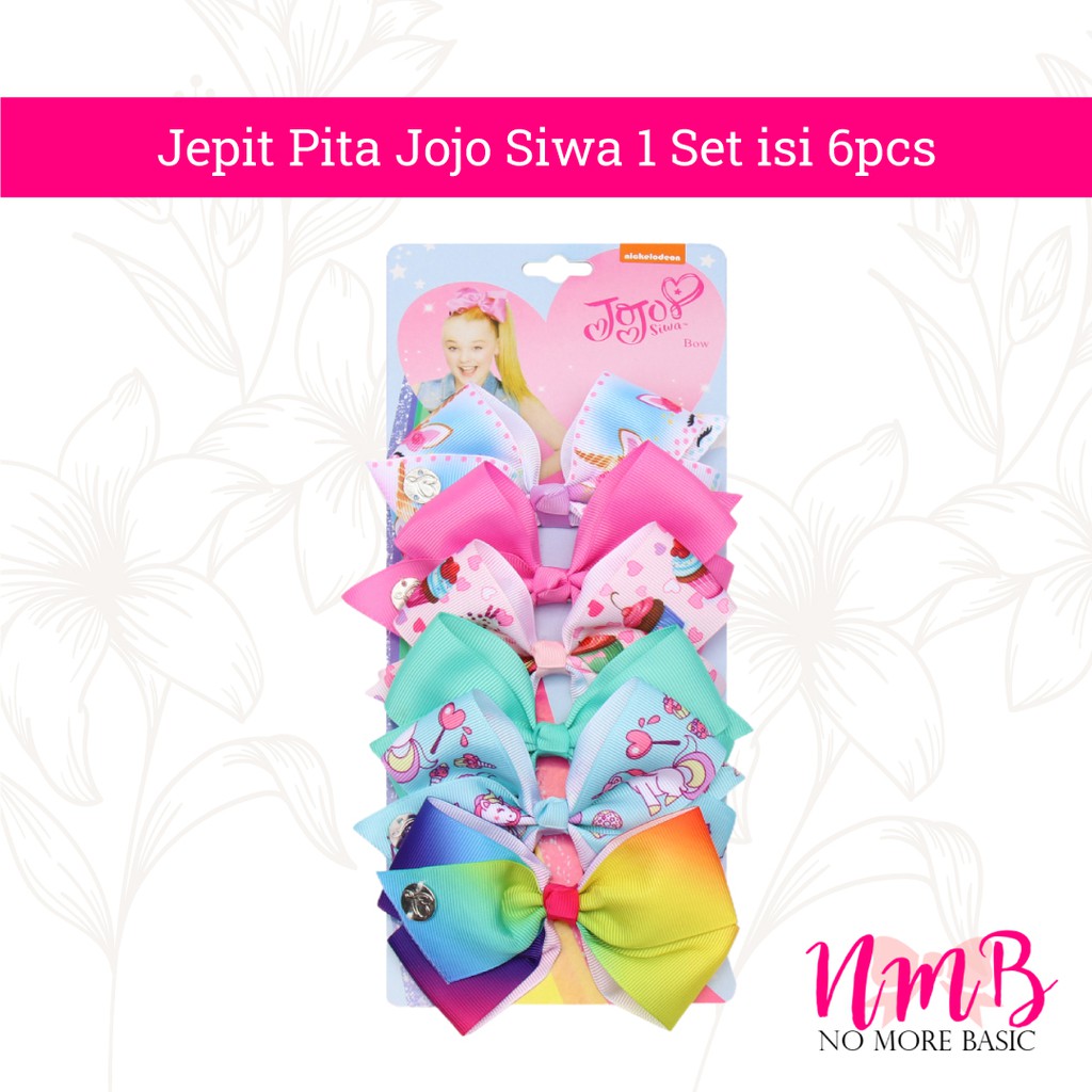 Jepitan Rambut Anak Perempuan Korea Jepit Pita Jojo Siwa 1 Set isi 6pcs Jepit Rambut Anak Motif Lucu