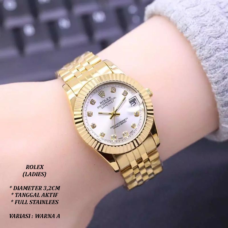 (BISA COD) JAM TANGAN WANITA FASHION RANTAI BODY BULAT DIAMOND TANGGAL AKTIF