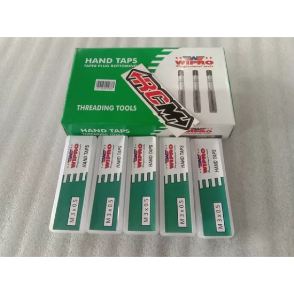 ALAT PEMBUAT DRAT HANDTAPS HANTAP HAND TAPS HAND TAP TAPER PLUG BOTTOMING DRAT HALUS ORI ORIGINAL WIPRO ASLI M3X0.5 M4X0.7M5X0.8 M 5 X 0.8 HARGA PERBJI SDH DPT 3PCS