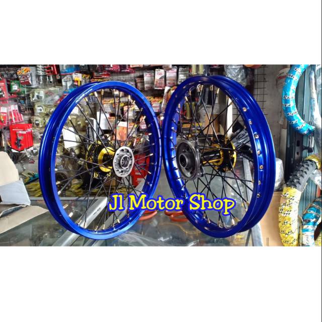 PAKET VELG  MINIMOTO SUPERMOTO MINI CRF 150 CRF150 KLX D-TRACKER 150 RING 17 UKURAN PELEK KECIL PLUS BAN