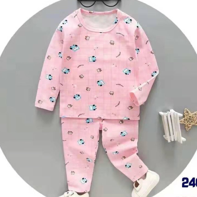Baju setelan anak cewek owl impor
