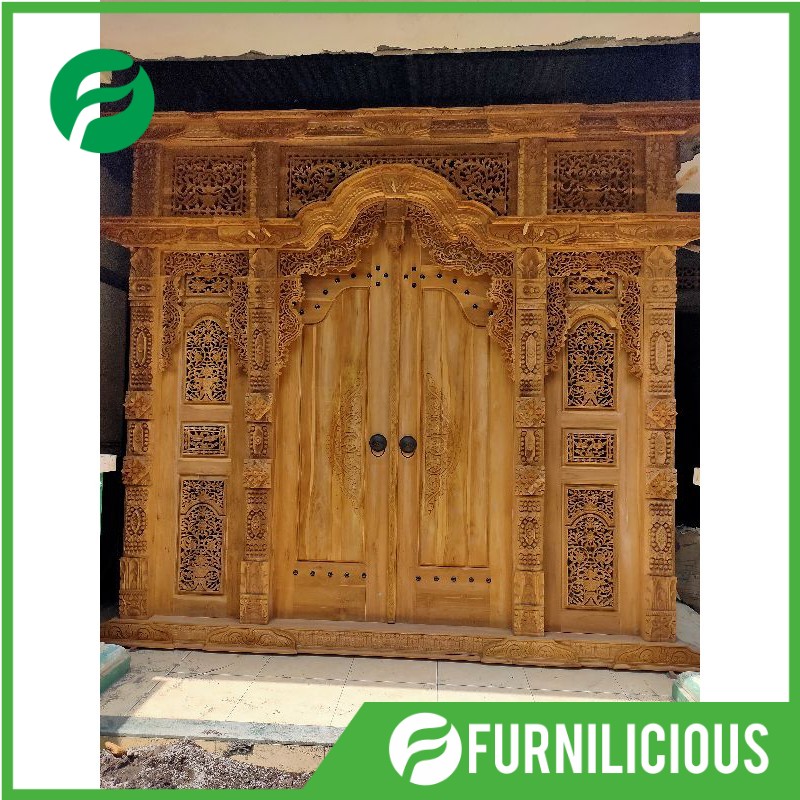 terlaris pintu gebyok ukir jepara ukuran 3 meter bahan jati - FURNILICIOUS