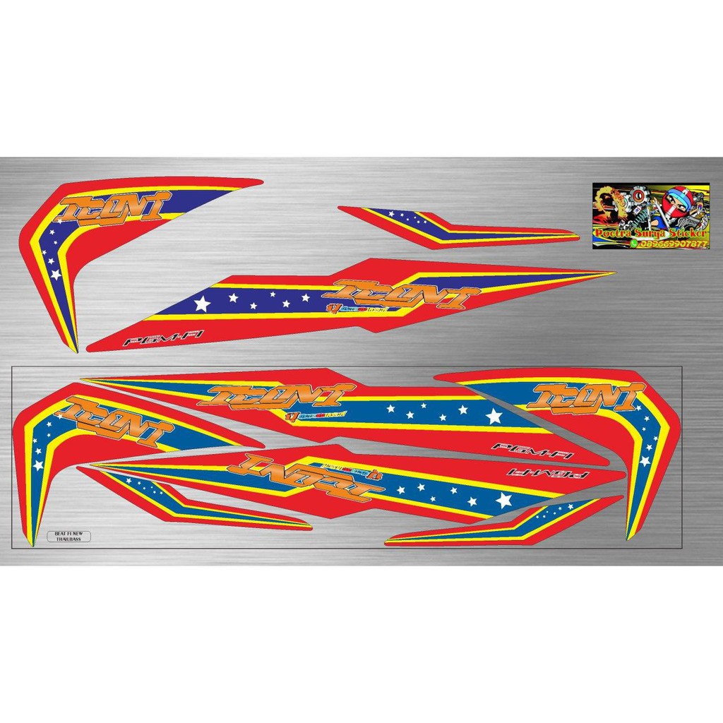 STIKER STRIPING VARIASI HONDA BEAT FI NEW BINTANG THAILAND