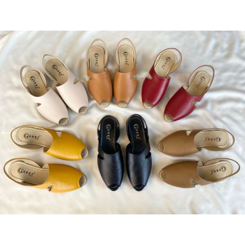 Sepatu Wanita Kulit Asli Model Tutong Tali Terbaru Sol Karet Hak 2 cm