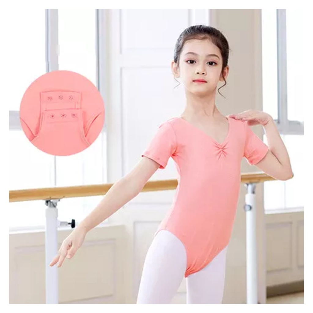 LEOTARD ANAK COTTON SPANDEX KATUN SPANDEKS PINK UNTUK BALET GYM SENAM BAJU ATASAN BALLET