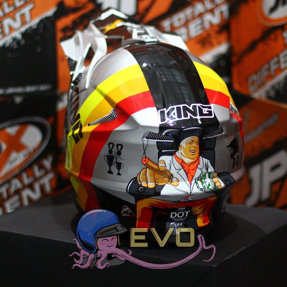 HELM JPX CROSS_FOX1 SERI X37 - SILVER GLOSS / RED + GOOGLE SNAIL (ONGKIR 2 KG) HELM JPX TERBARU