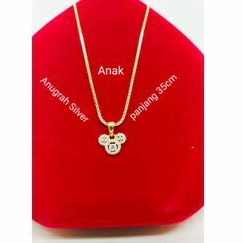 (COD)Kalung anak italy santa+liontin Mickey mouse Rose gold perak asli 925/Silver lapisan mas kuning