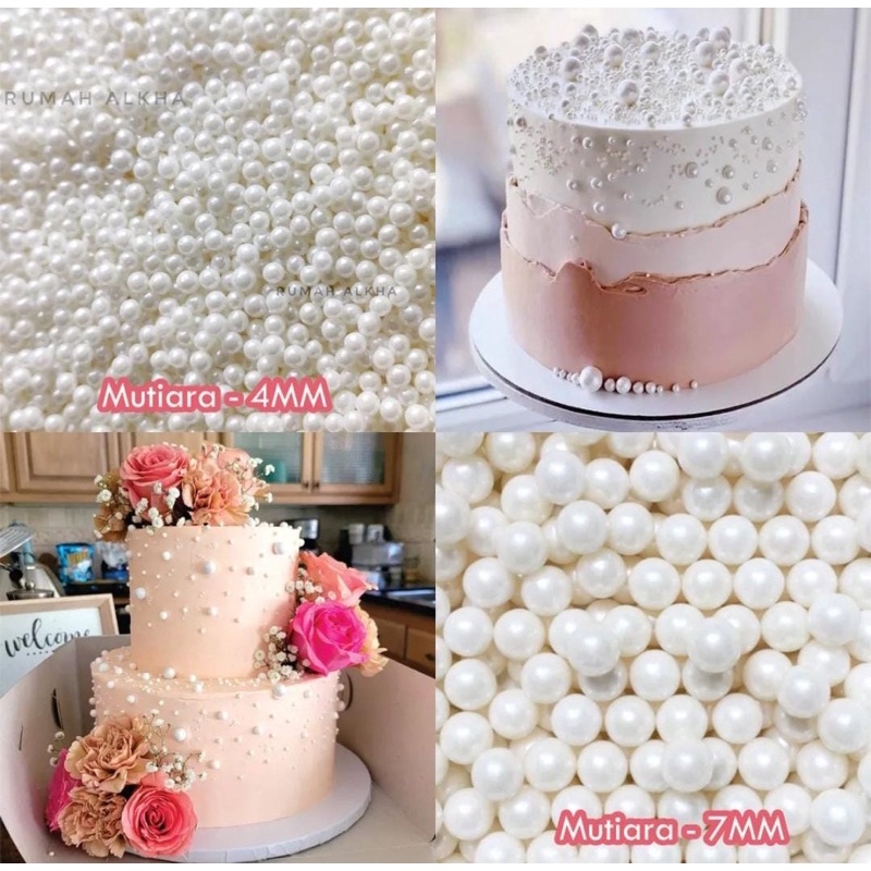 

Mutiara Putih - White Pearls - Beads - Sprinkles - Spikel - Hiasan Kue Tart - Tirmit