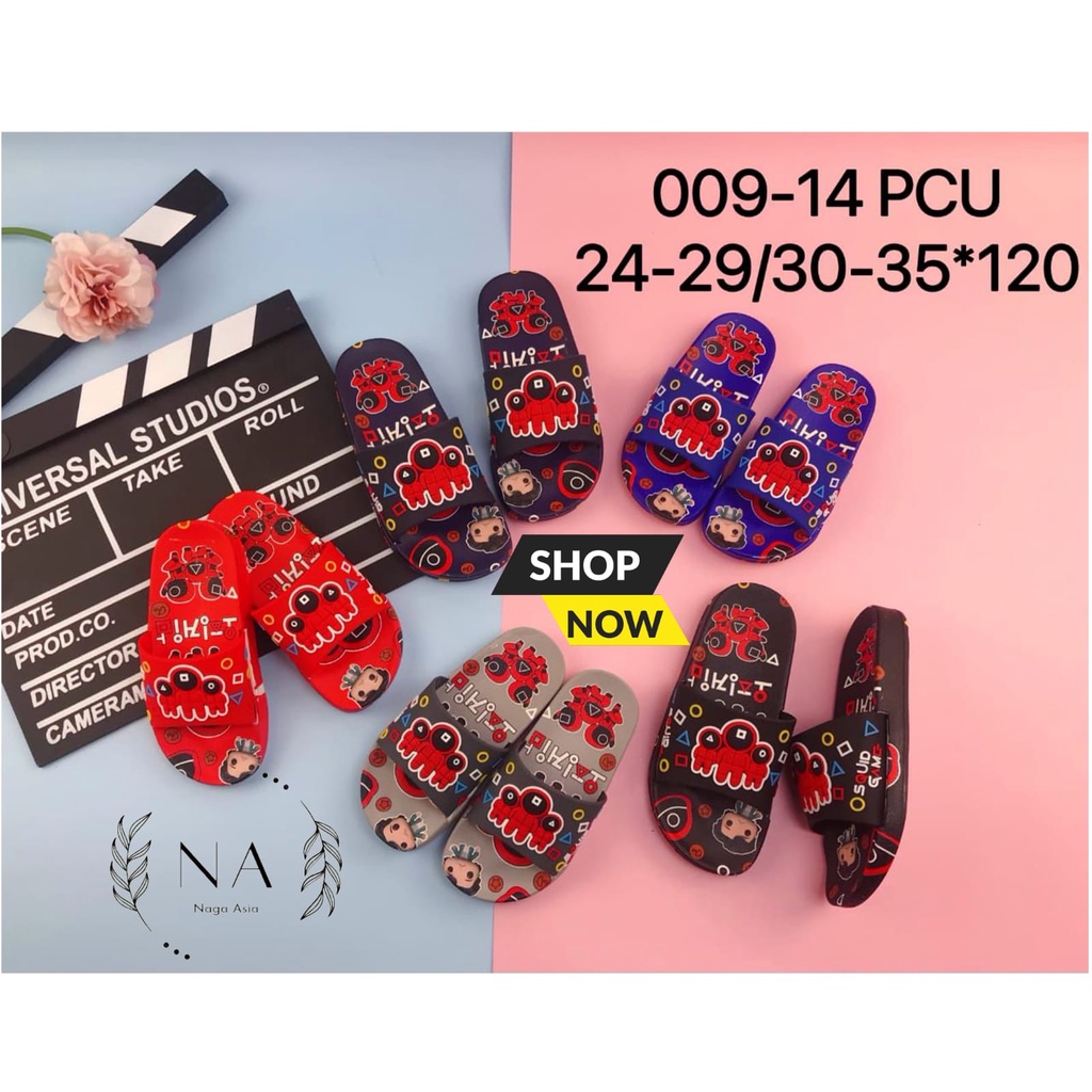 Sandal Selop Jelly Squid Game Anak laki-laki 009-14 (24-35) / Trendy kids sandal slop anak-anak