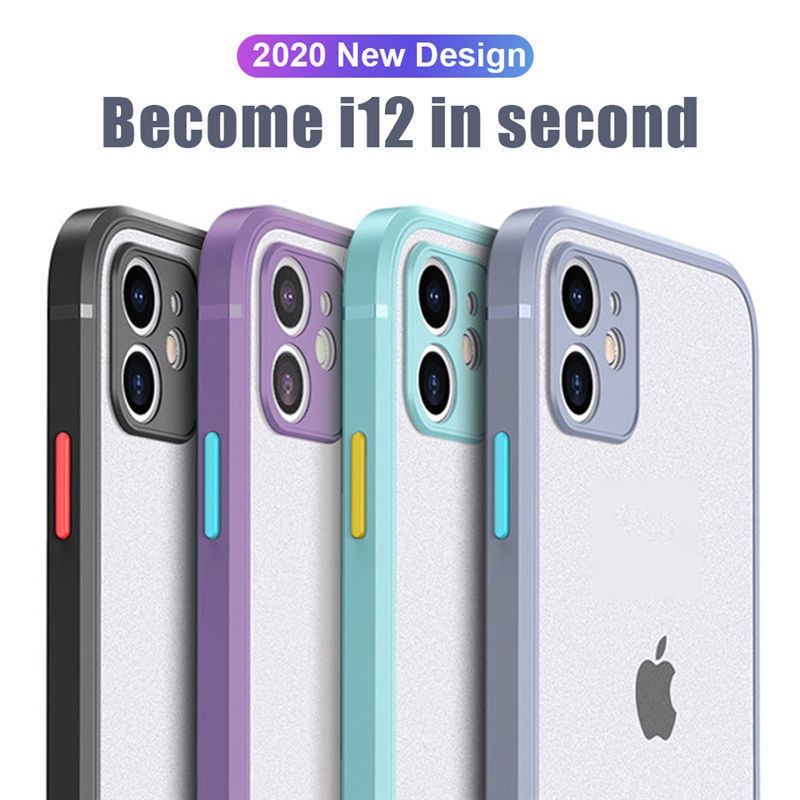 PREMIUM Case SQUARE FLAT EDGE iP iPhone SE 2020 7 8 Plus X XR XS 11 12 Mini Pro Max Casing Hybrid Fl