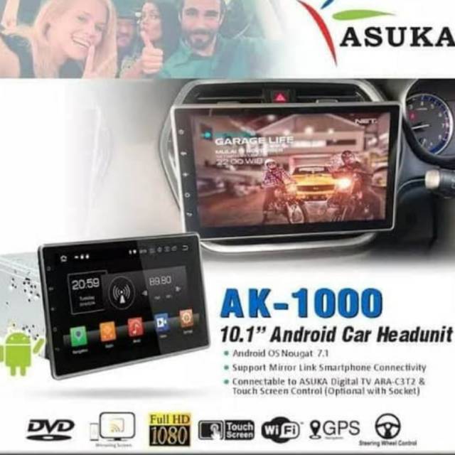 Head unit android Asuka ak-1000 - double din android Asuka ak1000 - tv android Asuka 10 inch
